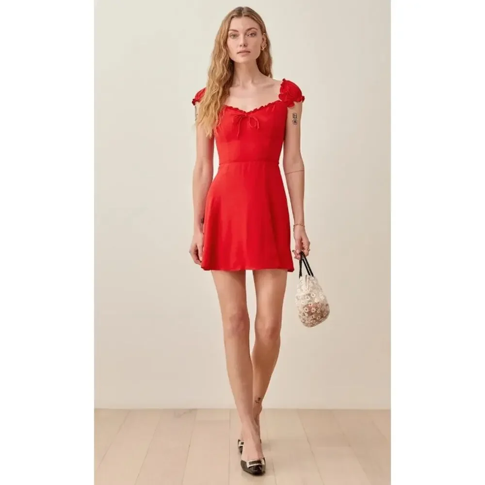 Reformation Pacey Green Floral Fennel Dress Size 8 - Picture 10 of 10